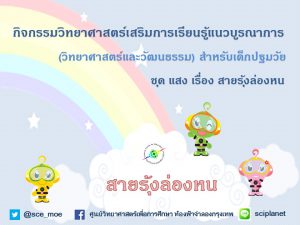 กิจกรรมวิทยาศาสตร์เสริมการเรียนรู้แนวบูรณาการ (วิทยาศาสตร์และวัฒนธรรม) สำหรับเด็กปฐมวัย ชุด แสง เรื่อง “สายรุ้งล่องหน”